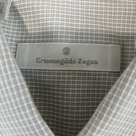 Ermenegildo Zegna Other - Ermenegildo Zegna Dress Shirt Mens 41/16 Green Check Button Up Long Sleeve